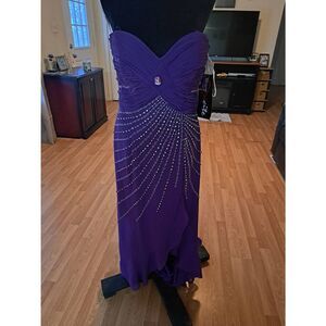 New Sz 12 Xcite Passion Purple Rhinestone Evening Formal Gown Dress Prom Wedding